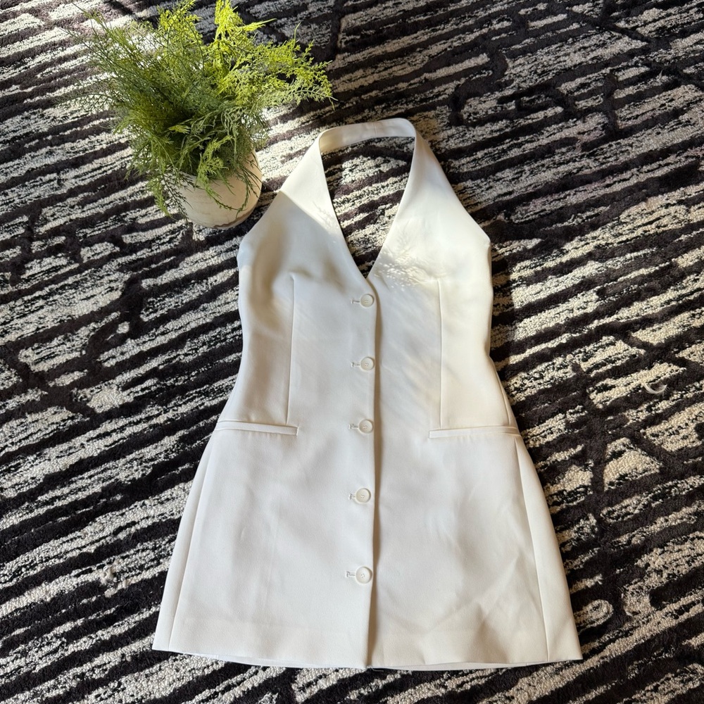 Zara White Halter Mini Dress